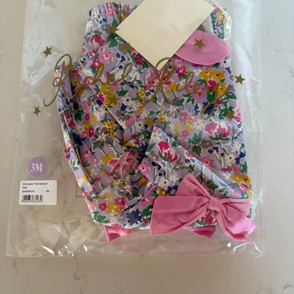 Rachely Riley Meadow Flower Romper ‎ in Pink and Purple, 3M, NWT